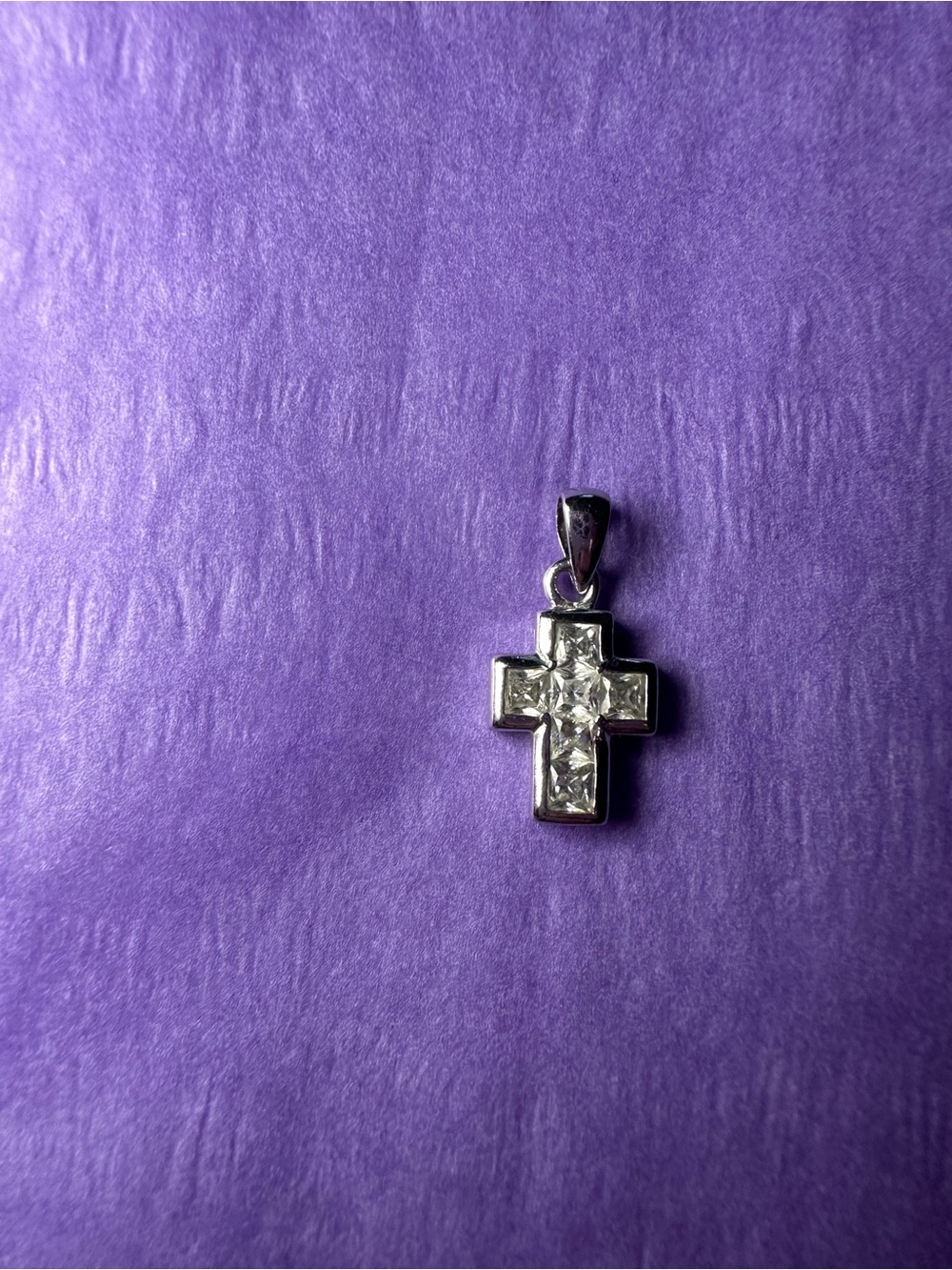Sterling Silver Cross Pendant with Clear Stones - (pendant only) no chain - Picture 7 of 8
